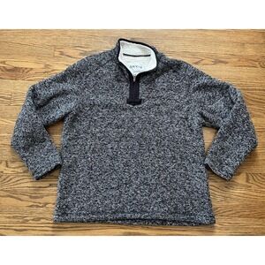 Orvis Men's Brighton Quarter Zip Sweater Sherpa lined jacquard cozy gray size L